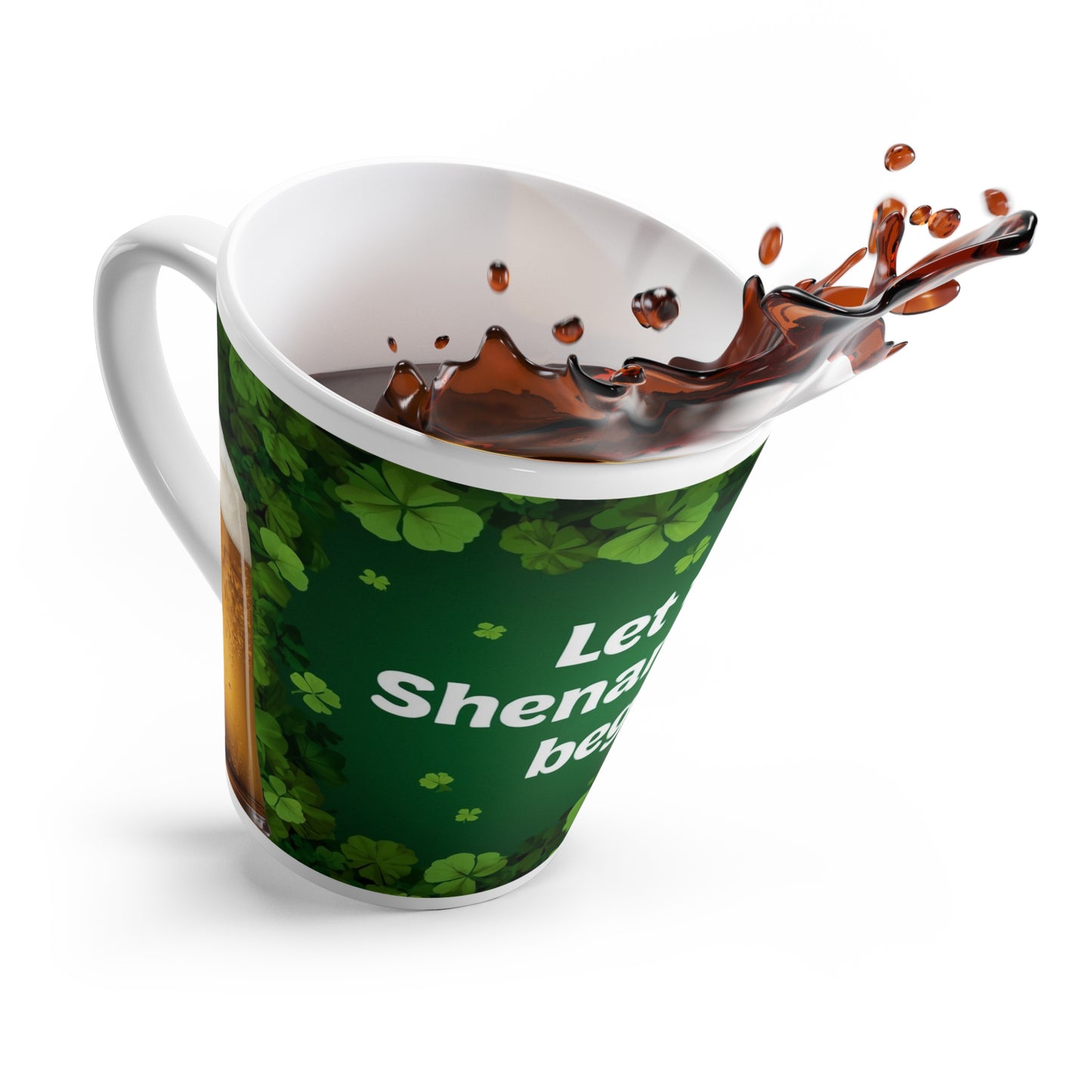 Let the Shenanigans Begin! Latte Mug — St. Patrick’s Day Shamrock Coffee Cup