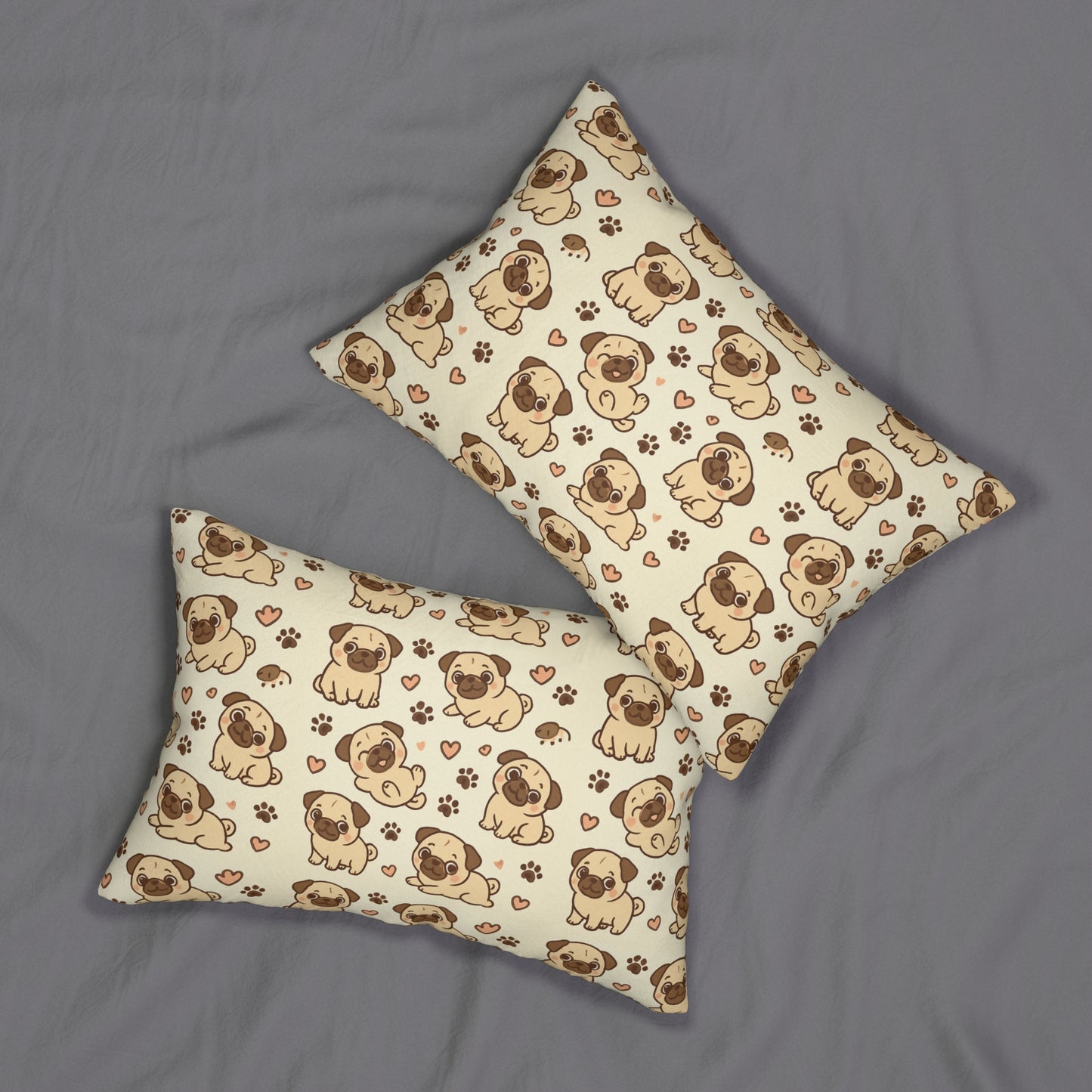 Pug Puppies Lumbar Pillow
