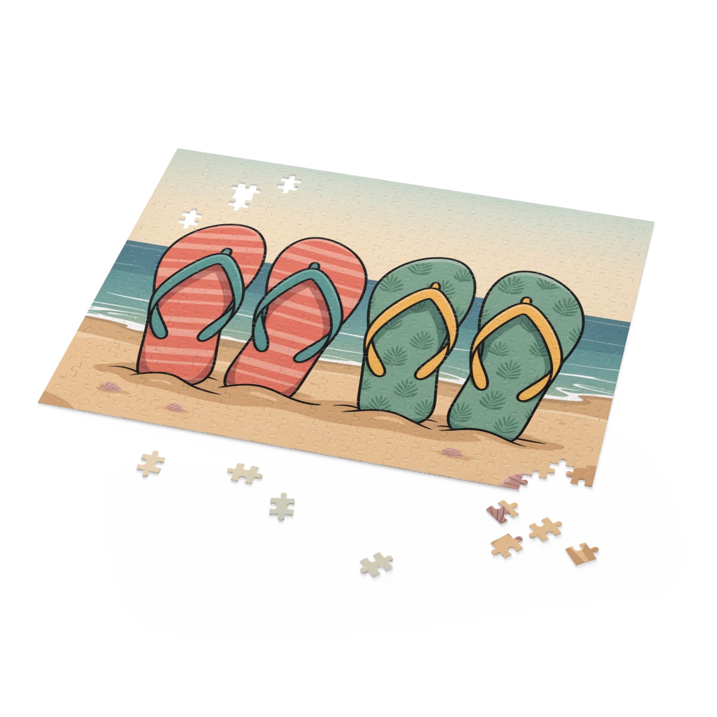 Beach Flip-Flop Puzzle — Summer Seaside Jigsaw (120/252/500 Pieces)