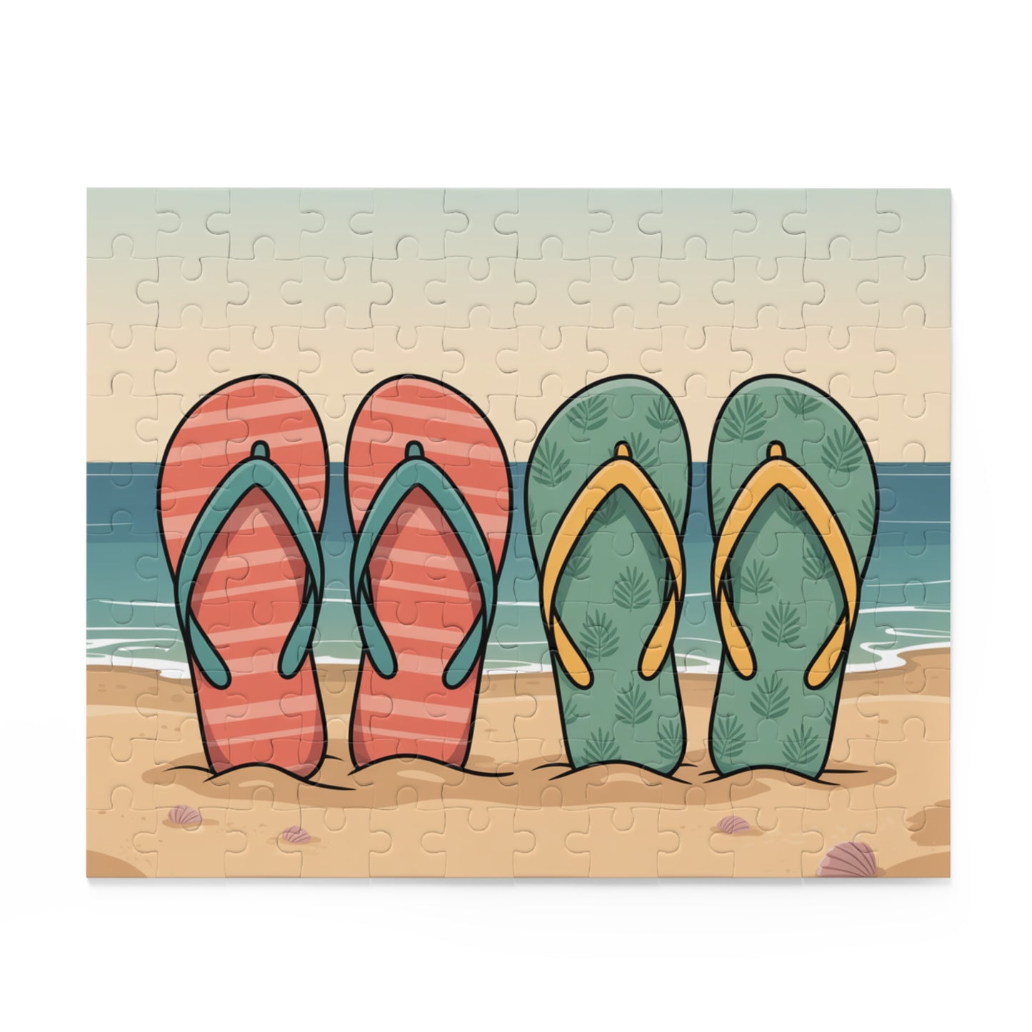 Beach Flip-Flop Puzzle — Summer Seaside Jigsaw (120/252/500 Pieces)