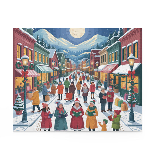 Winter Village Christmas Carolers Puzzle — Festive 120/252/500-Piece Jigsaw