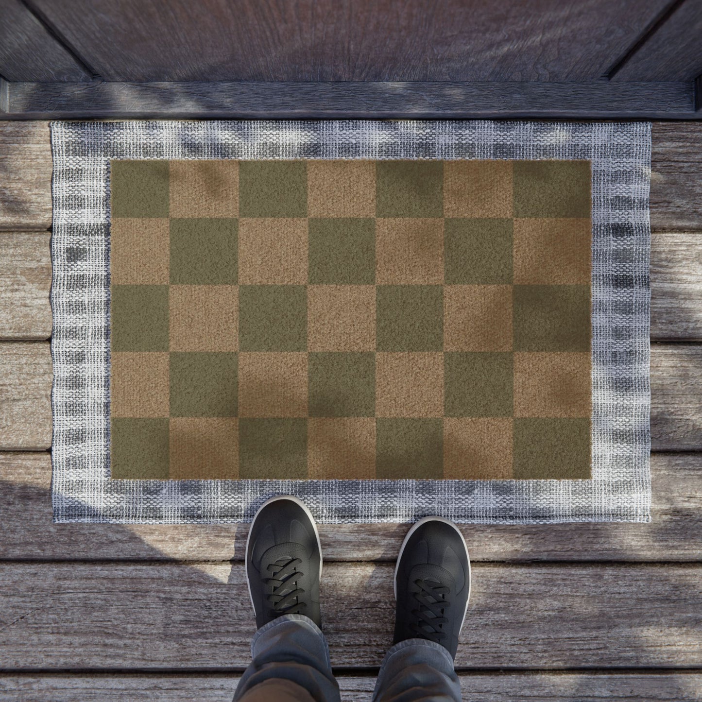 Green Checkered Doormat