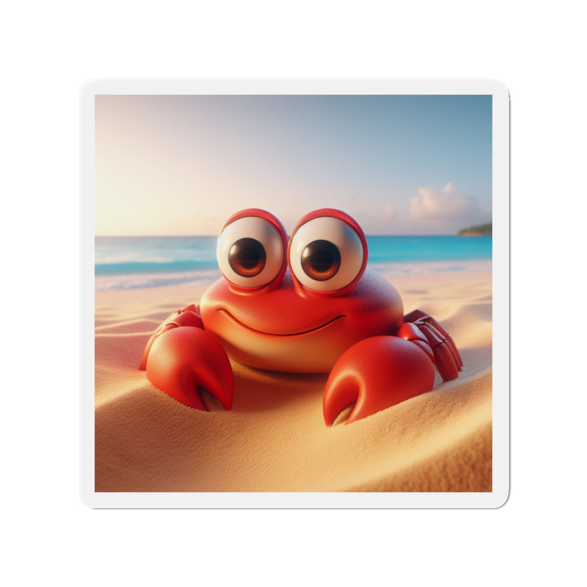 Cute Crab Die-Cut Magnet — Beachy Cartoon Fridge Decor