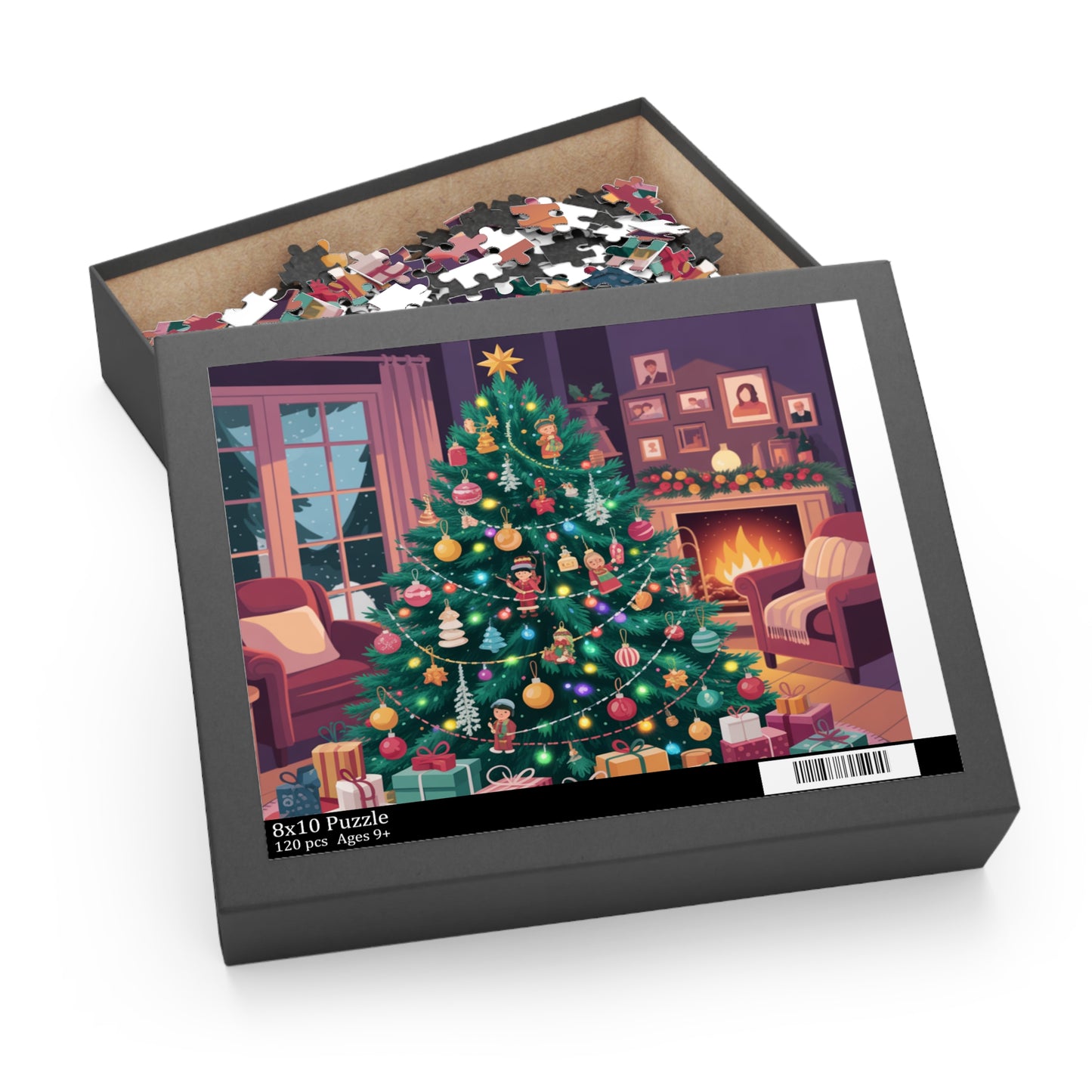 Christmas Tree Puzzle — Cozy Holiday Living Room Jigsaw (120/252/500 pcs)
