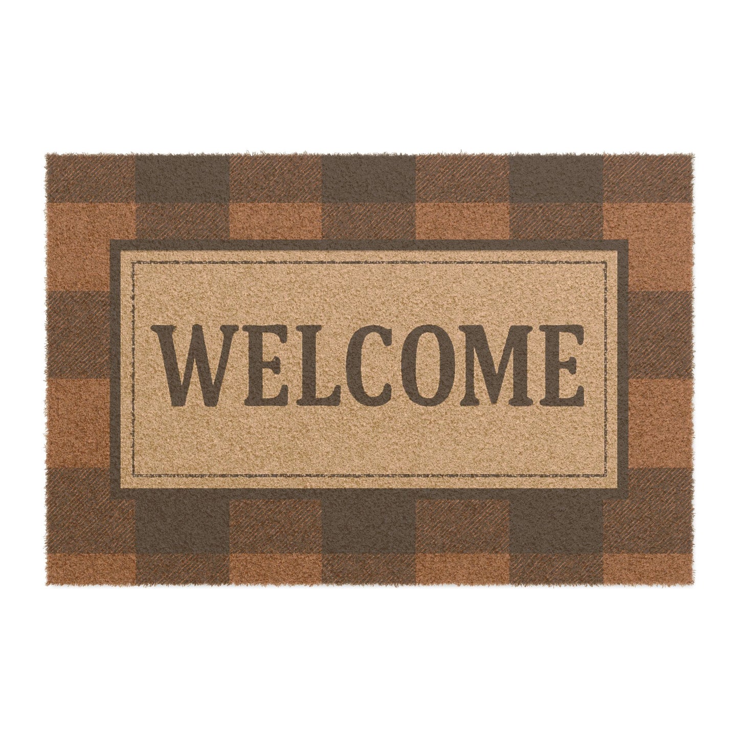 Welcome Plaid Doormat