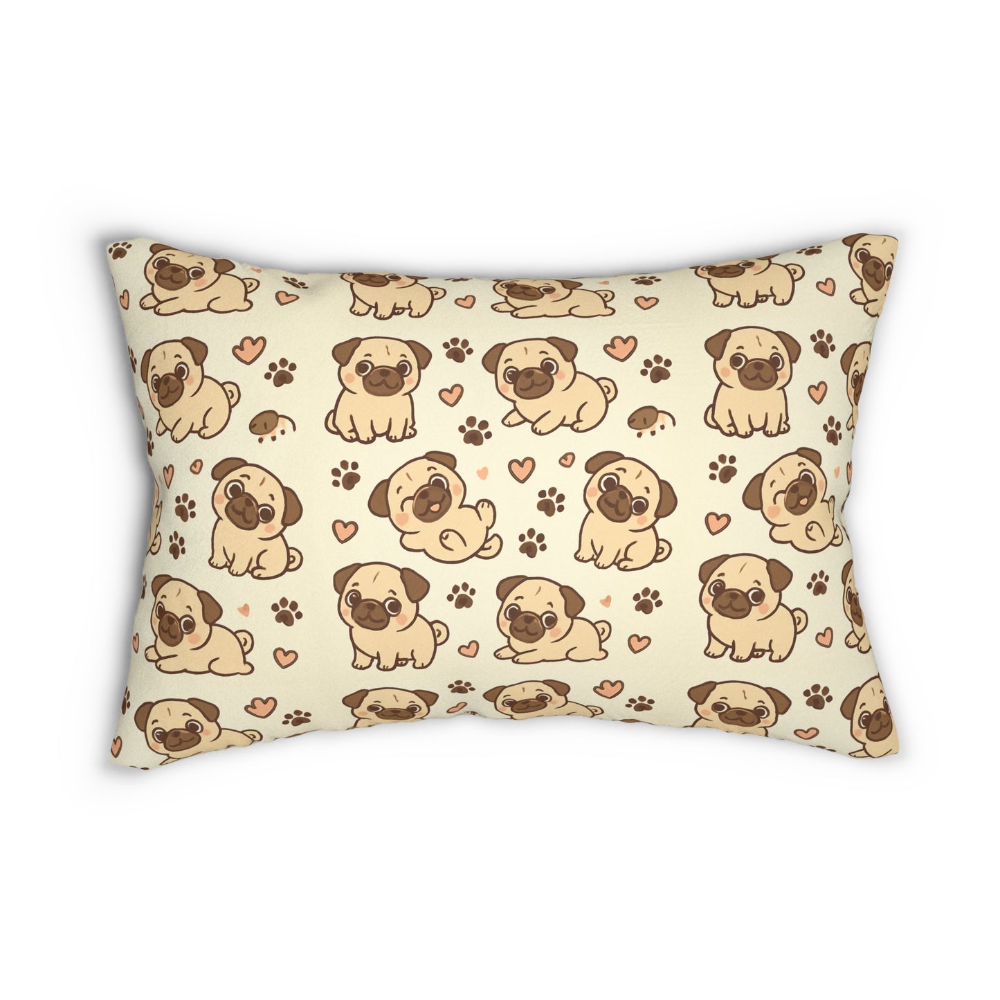 Pug Puppies Lumbar Pillow