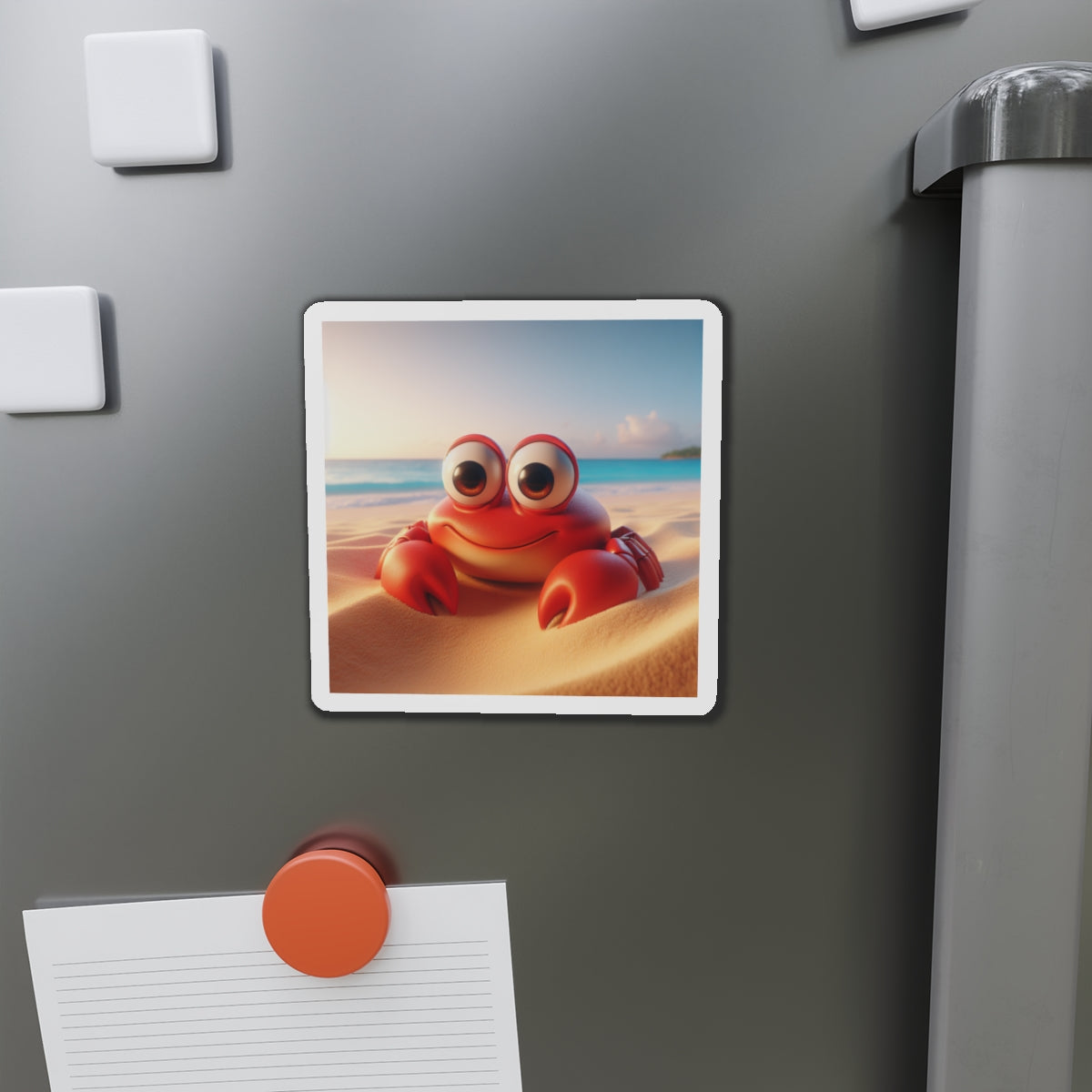 Cute Crab Die-Cut Magnet — Beachy Cartoon Fridge Decor