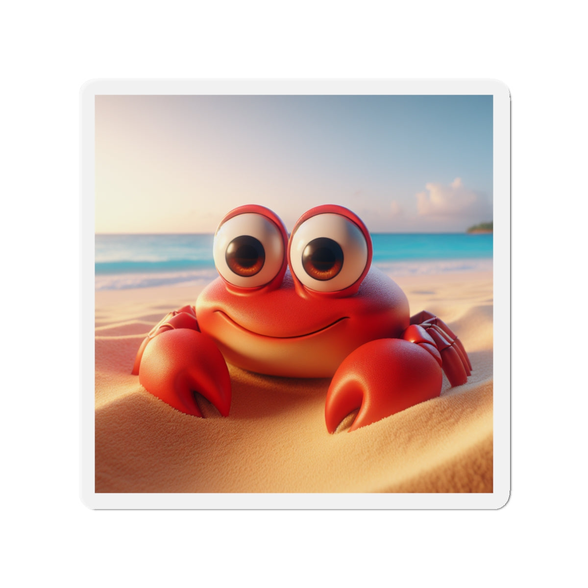 Cute Crab Die-Cut Magnet — Beachy Cartoon Fridge Decor