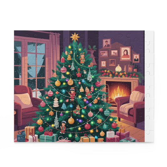 Christmas Tree Puzzle — Cozy Holiday Living Room Jigsaw (120/252/500 pcs)