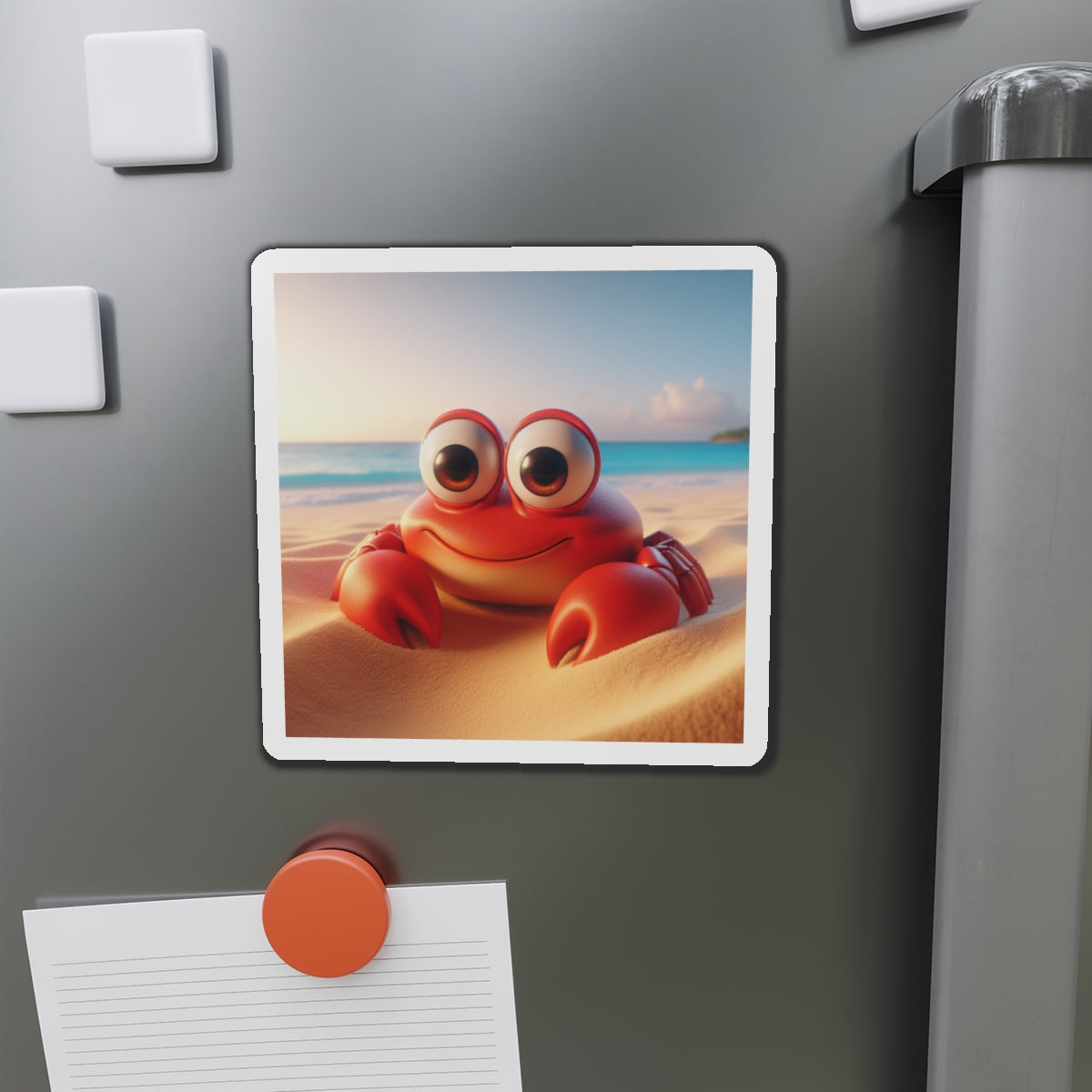Cute Crab Die-Cut Magnet — Beachy Cartoon Fridge Decor