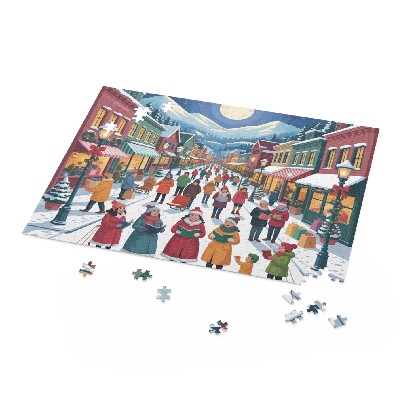 Winter Village Christmas Carolers Puzzle — Festive 120/252/500-Piece Jigsaw