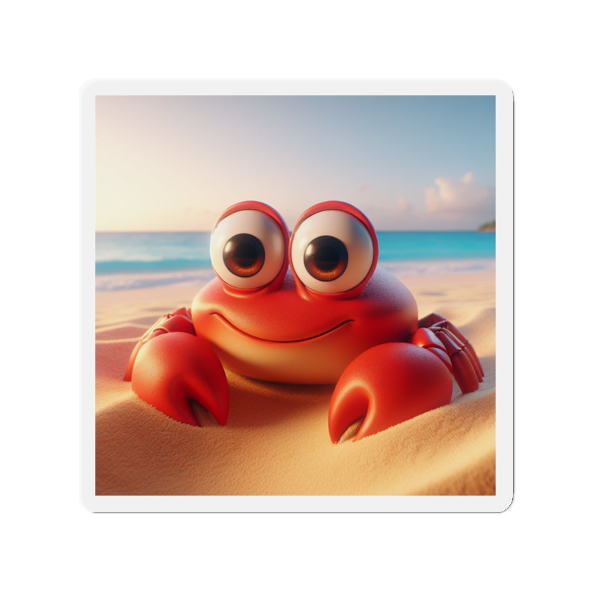 Cute Crab Die-Cut Magnet — Beachy Cartoon Fridge Decor