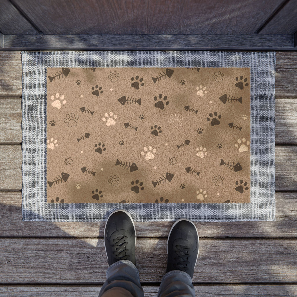 Pet Paw Print & Fishbone Doormat