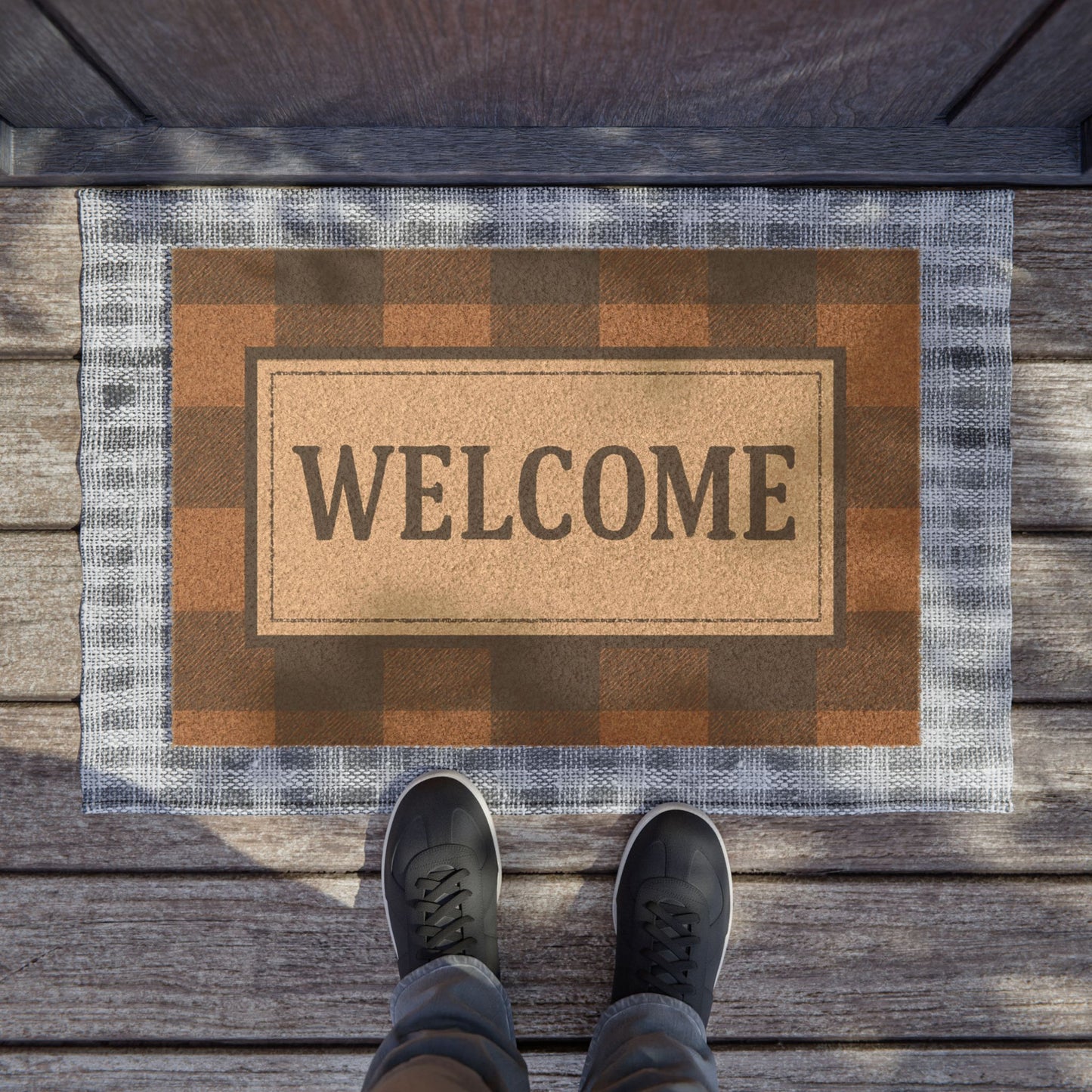 Welcome Plaid Doormat