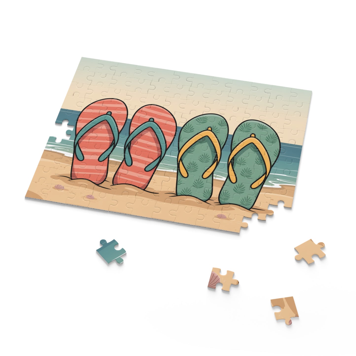 Beach Flip-Flop Puzzle — Summer Seaside Jigsaw (120/252/500 Pieces)