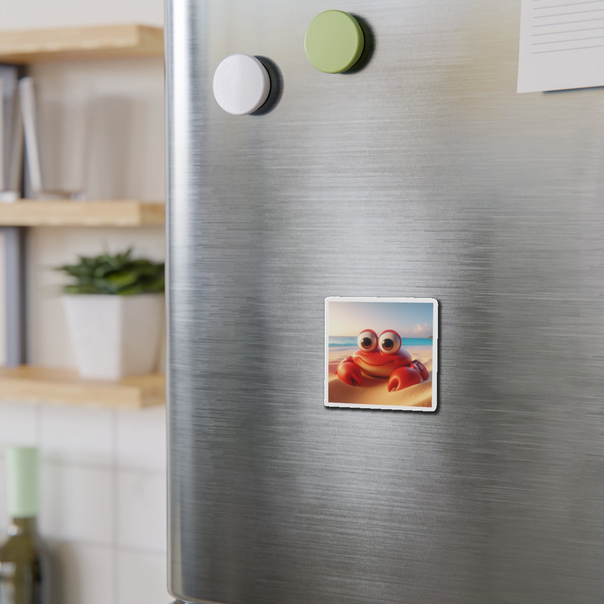 Cute Crab Die-Cut Magnet — Beachy Cartoon Fridge Decor