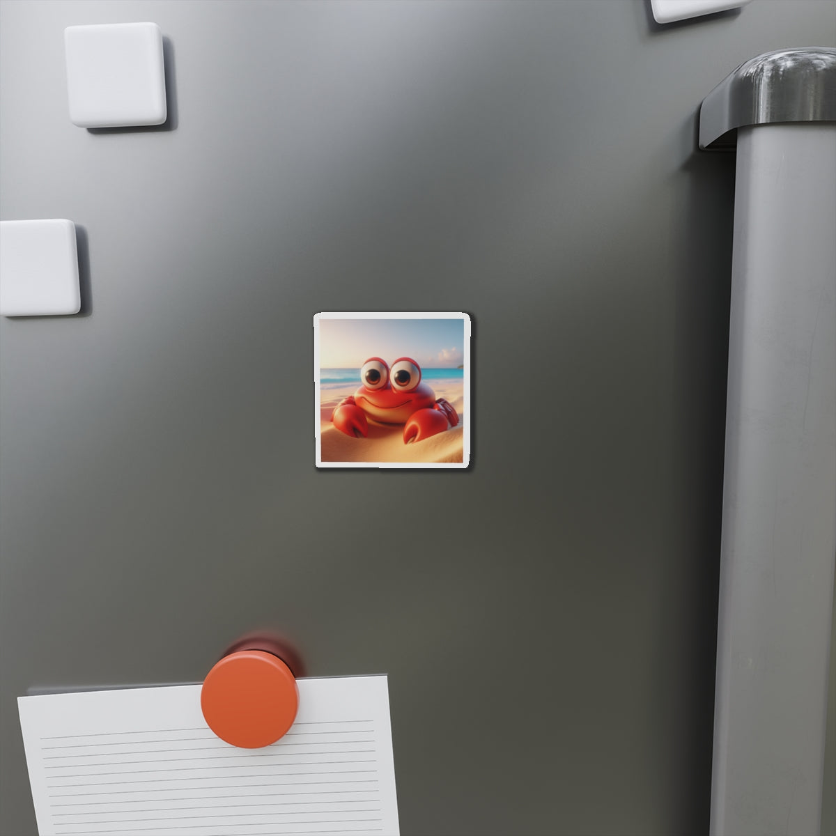 Cute Crab Die-Cut Magnet — Beachy Cartoon Fridge Decor