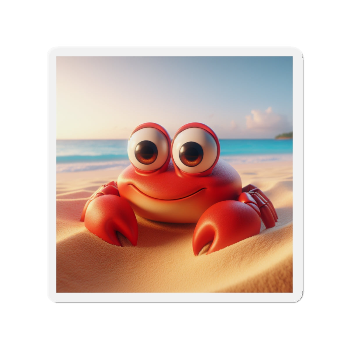 Cute Crab Die-Cut Magnet — Beachy Cartoon Fridge Decor