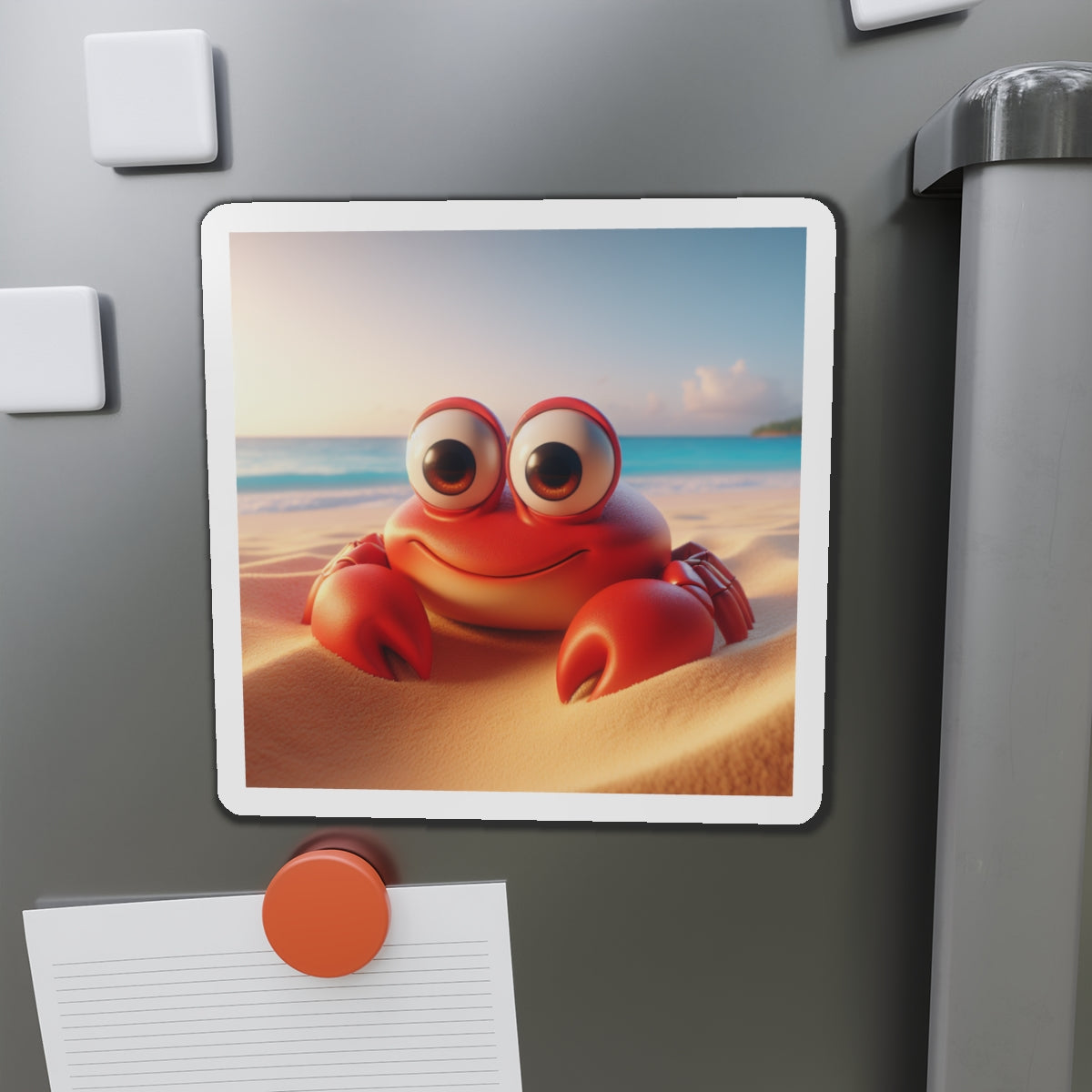 Cute Crab Die-Cut Magnet — Beachy Cartoon Fridge Decor