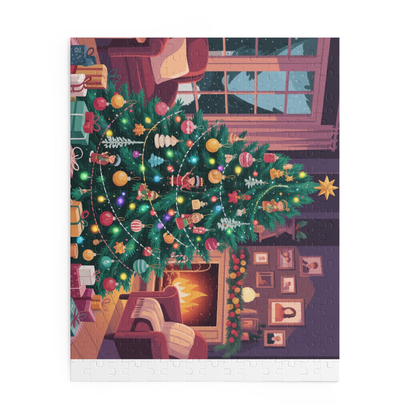 Christmas Tree Puzzle — Cozy Holiday Living Room Jigsaw (120/252/500 pcs)