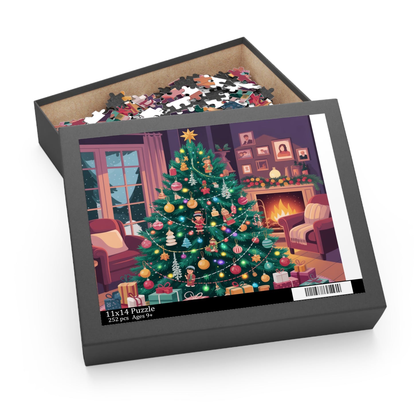 Christmas Tree Puzzle — Cozy Holiday Living Room Jigsaw (120/252/500 pcs)