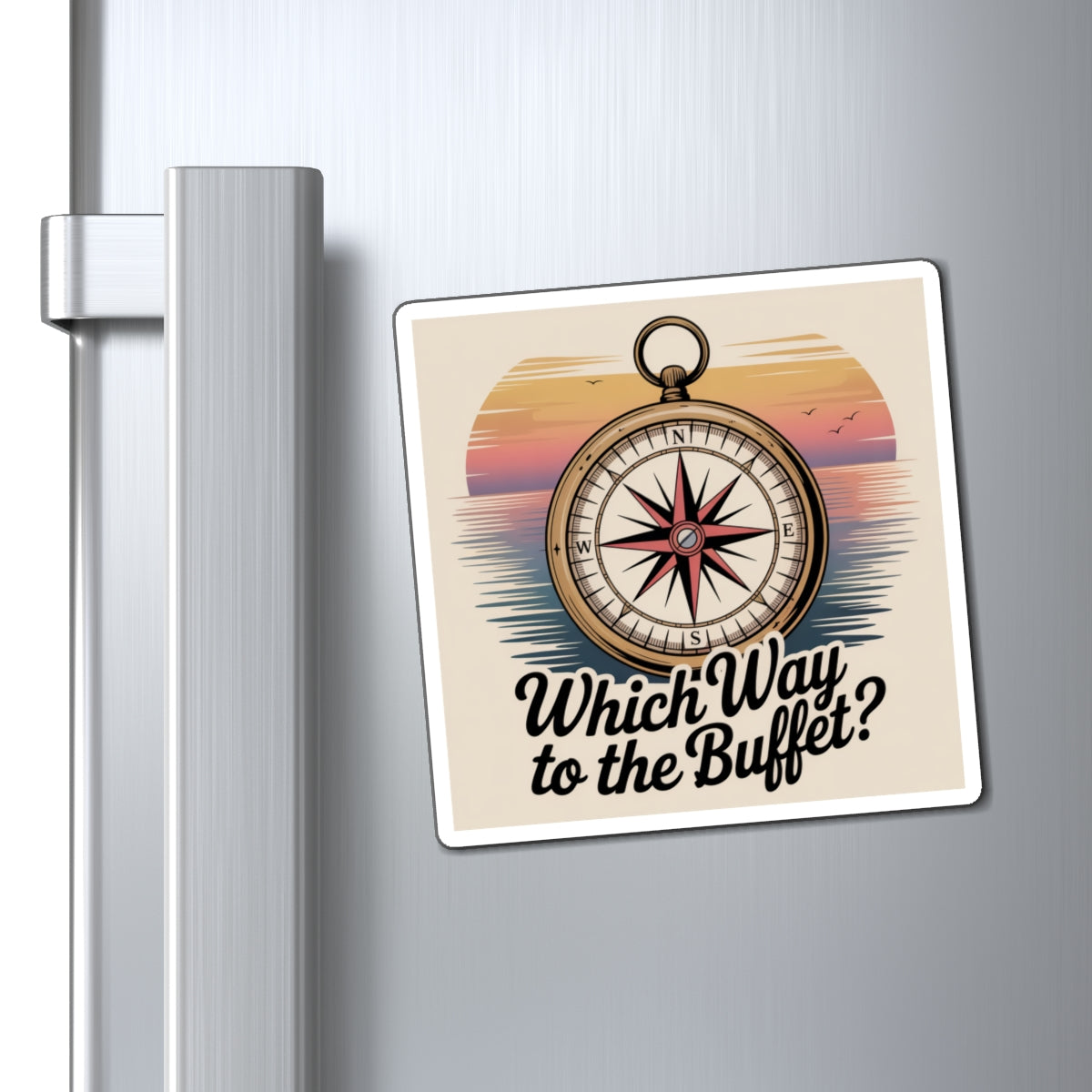 Which Way to the Buffet? Compass Magnet – Funny Nautical Kitchen Decor