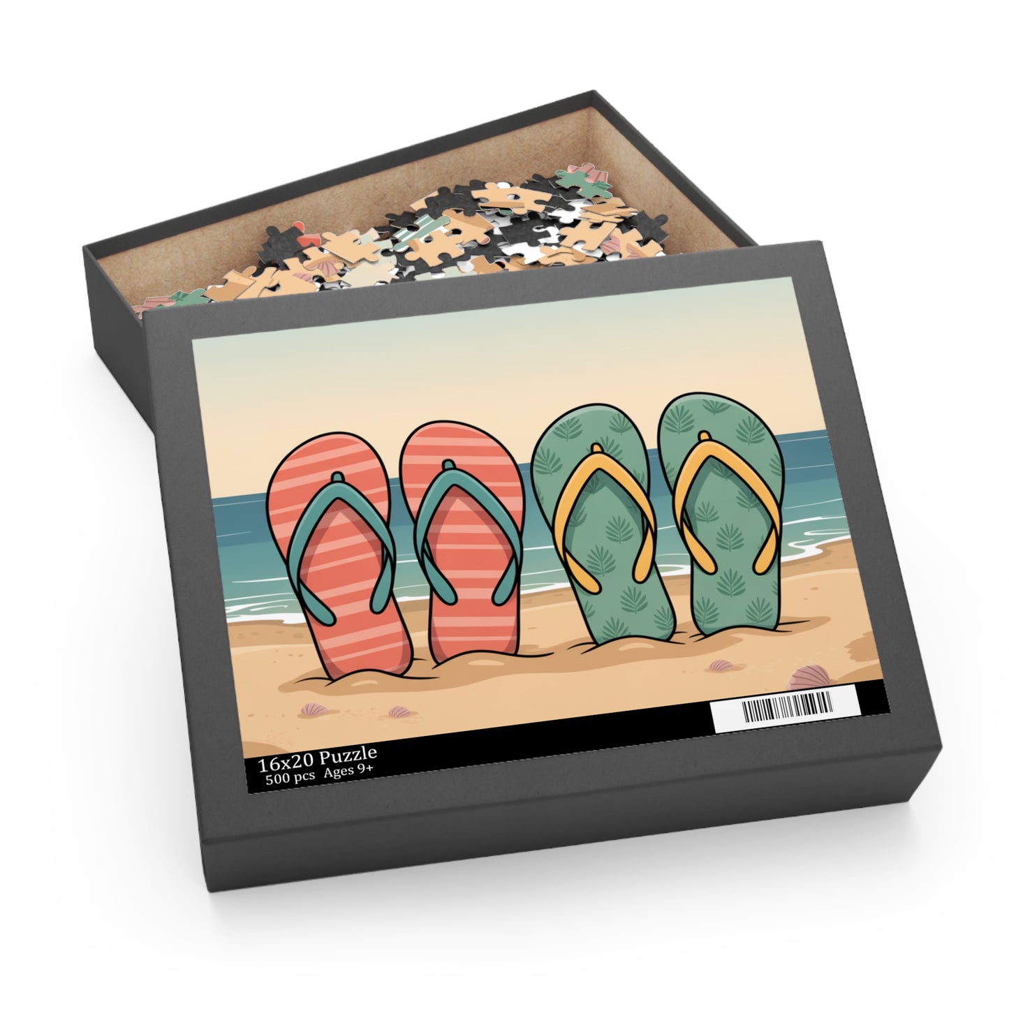Beach Flip-Flop Puzzle — Summer Seaside Jigsaw (120/252/500 Pieces)