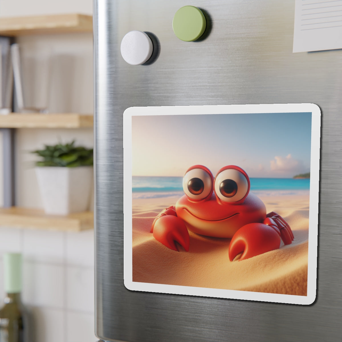 Cute Crab Die-Cut Magnet — Beachy Cartoon Fridge Decor