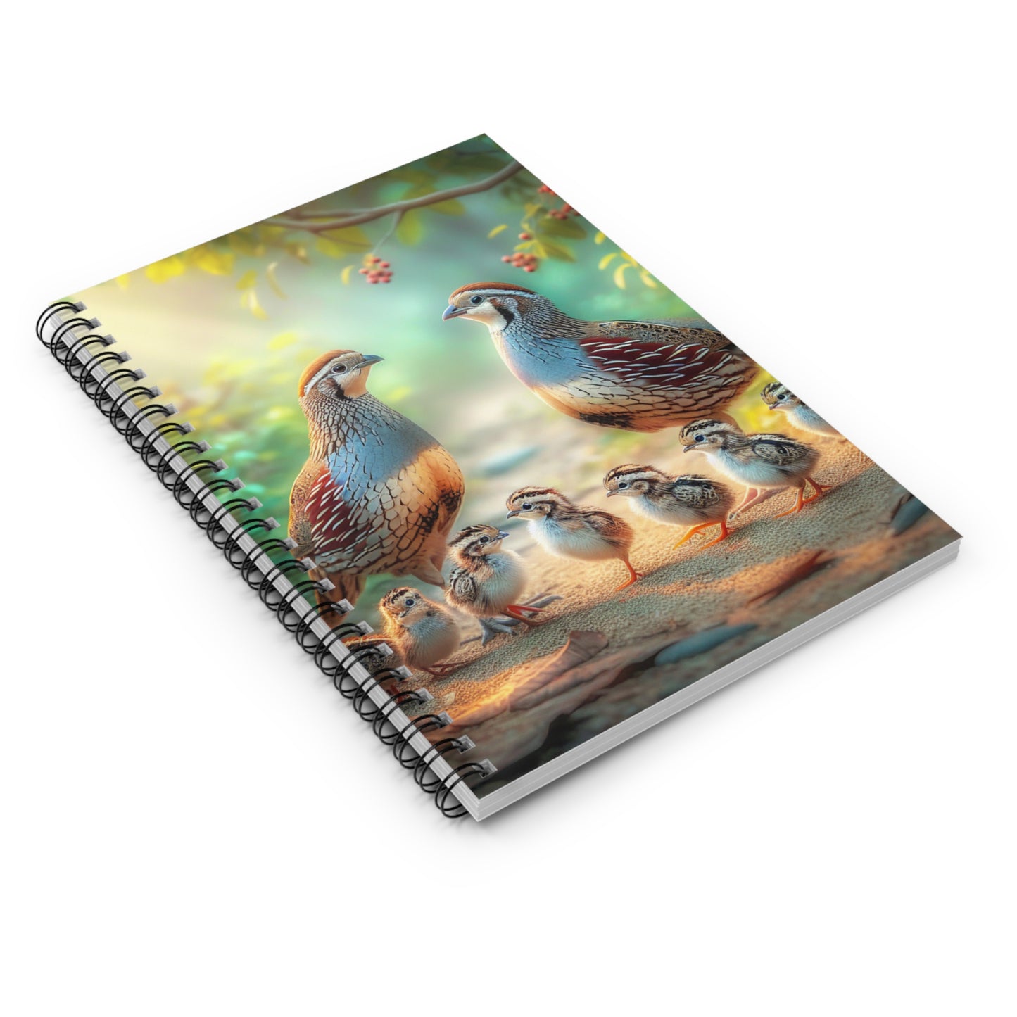 Quail Family Spiral Notebook - Ruled Line