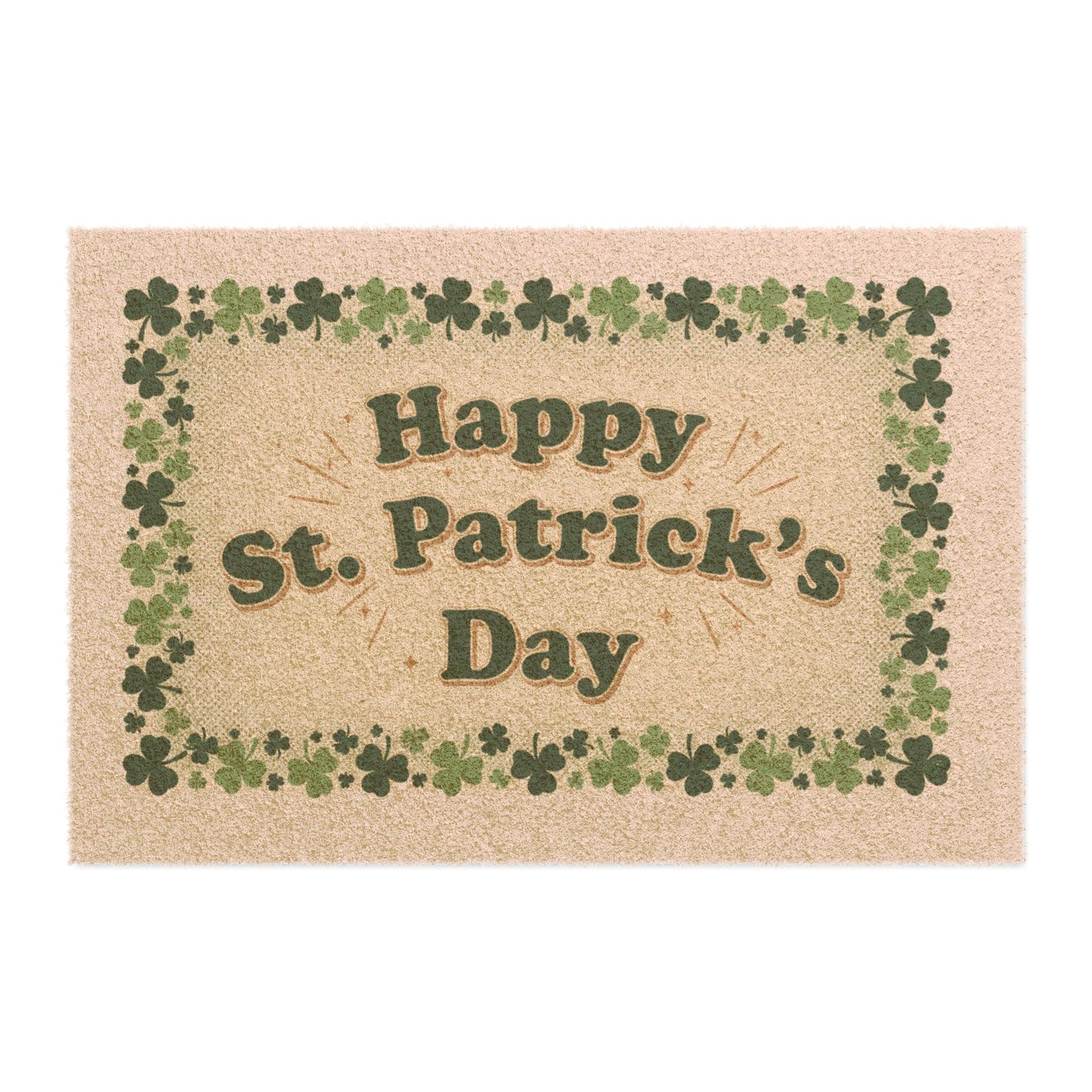 Happy St. Patrick's Day Doormat — Shamrock Border Holiday Welcome Mat