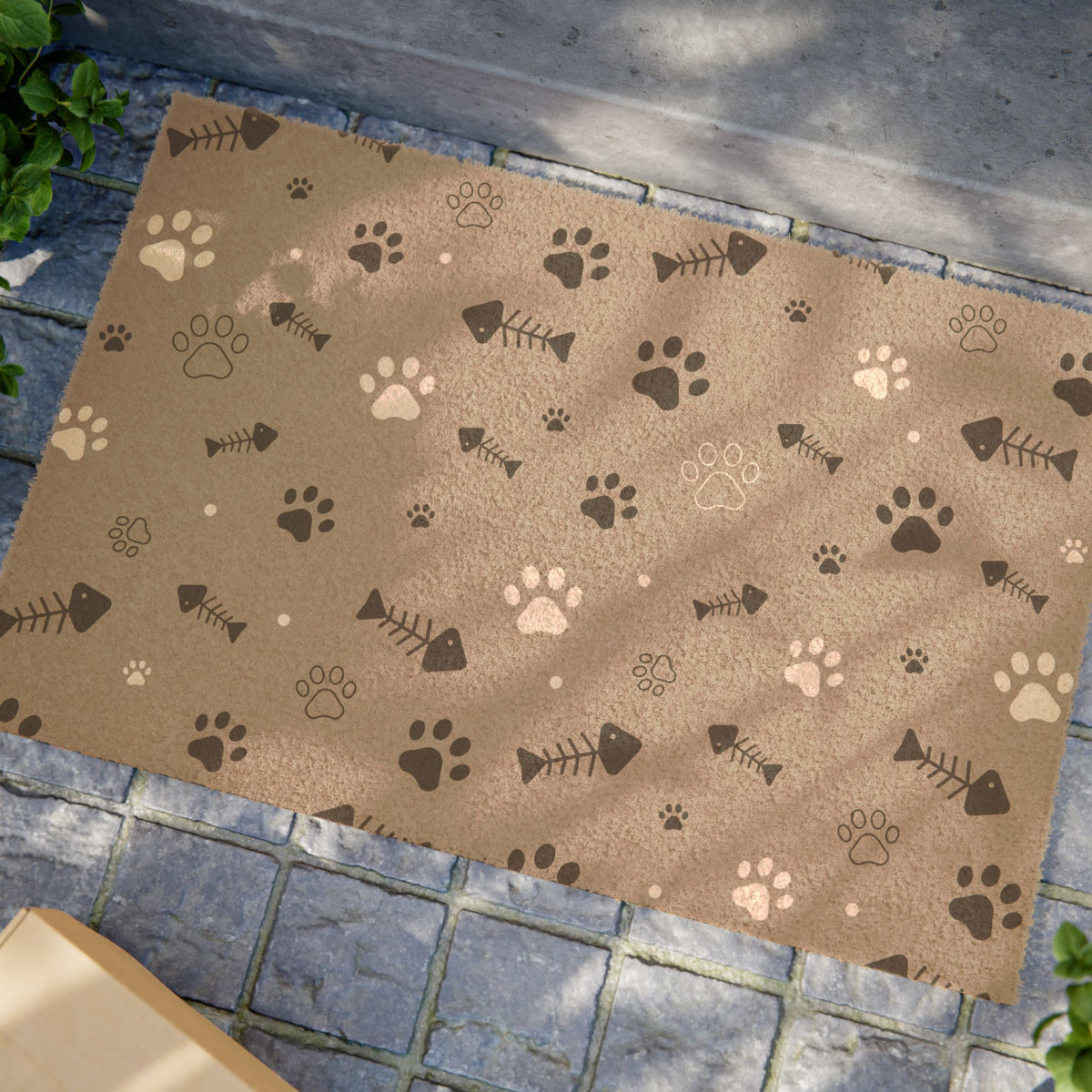 Pet Paw Print & Fishbone Doormat