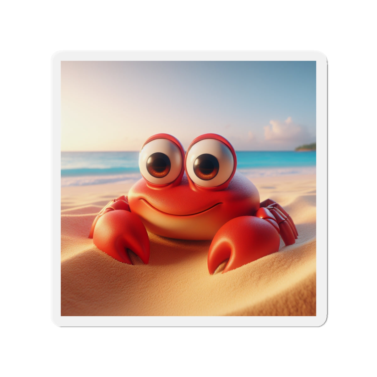 Cute Crab Die-Cut Magnet — Beachy Cartoon Fridge Decor