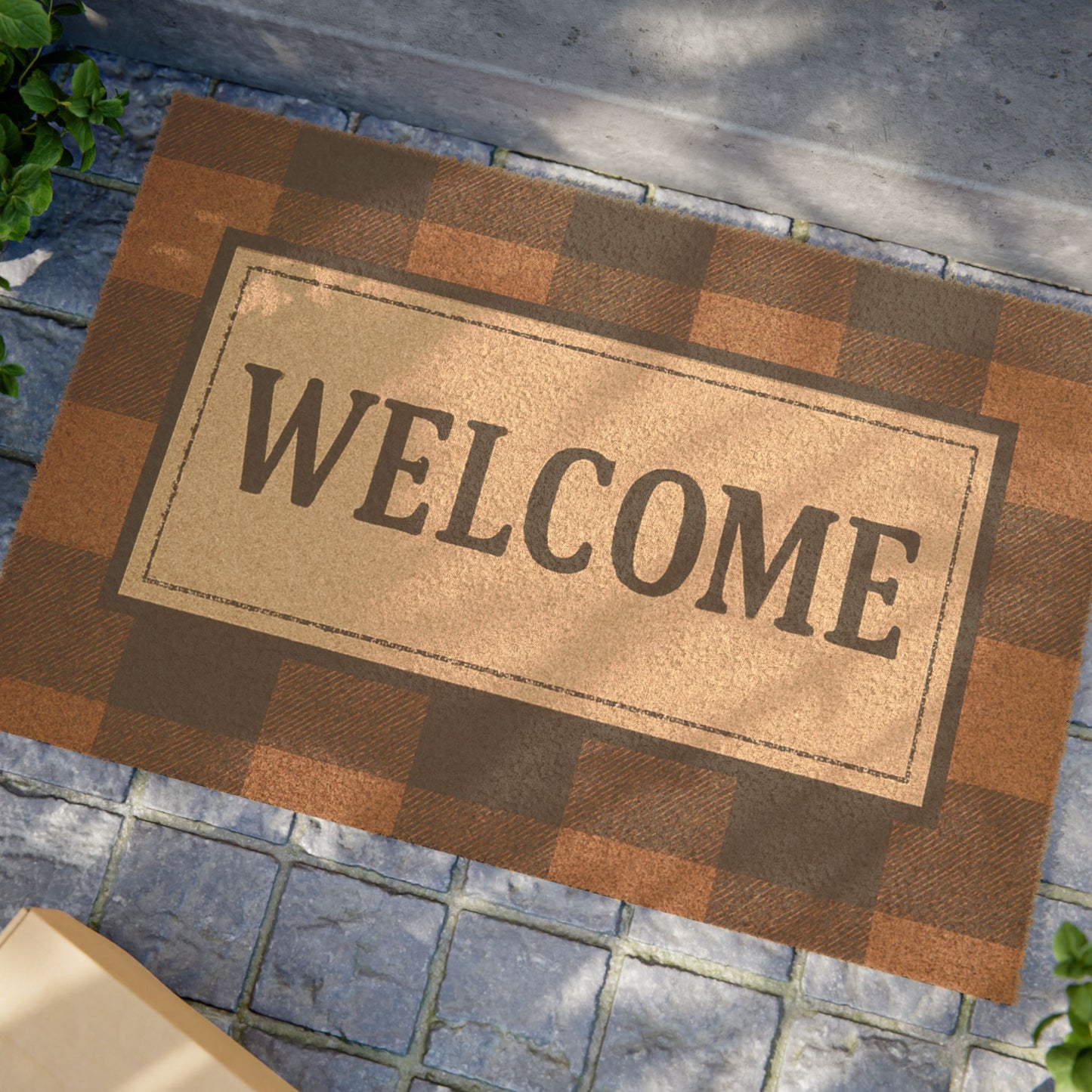 Welcome Plaid Doormat