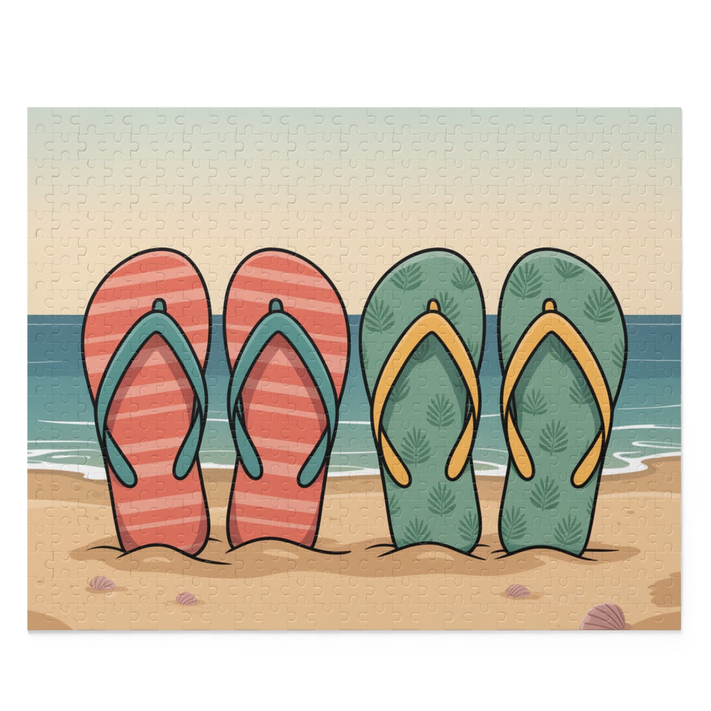 Beach Flip-Flop Puzzle — Summer Seaside Jigsaw (120/252/500 Pieces)