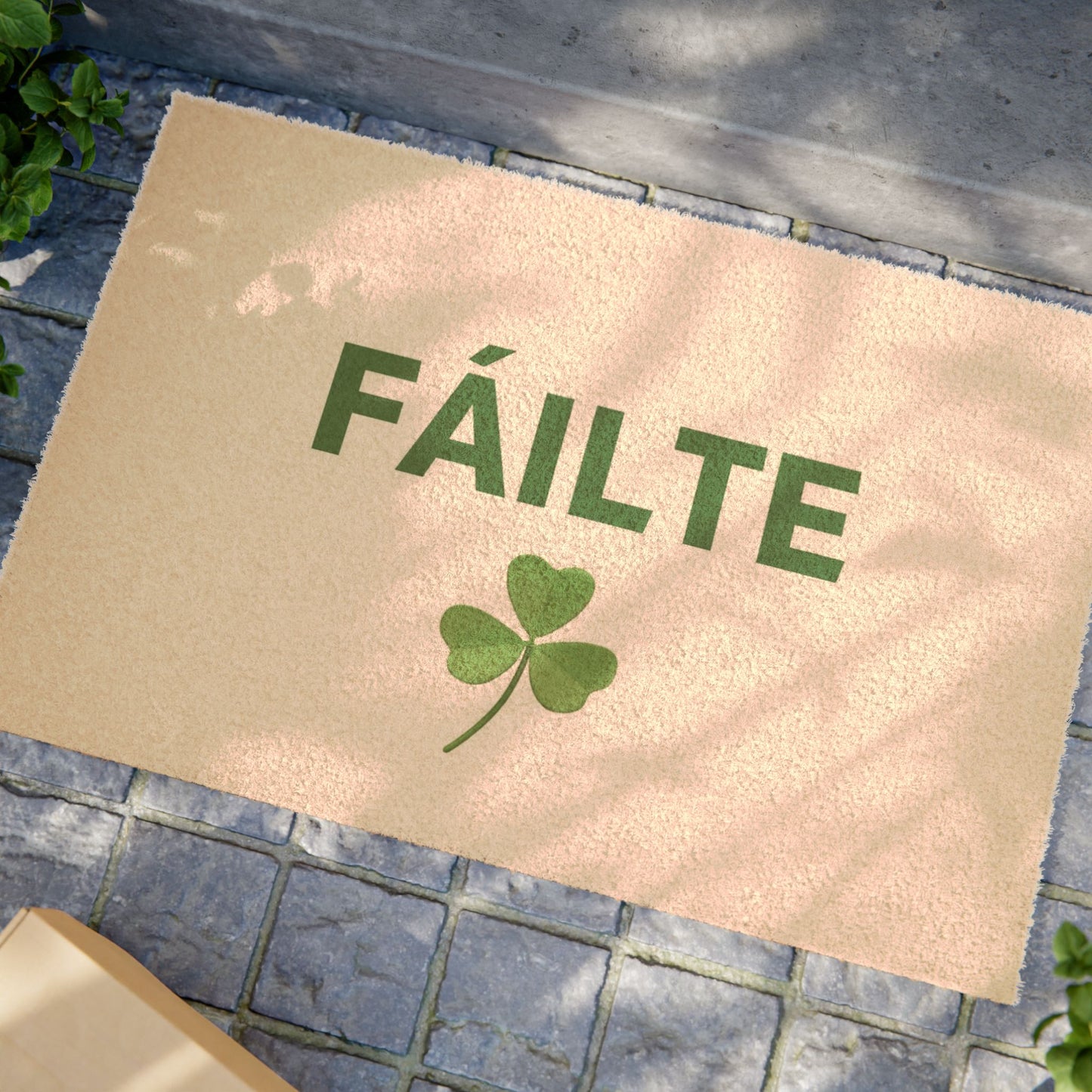 Fáilte Doormat — Irish Welcome Coir Mat with Shamrock