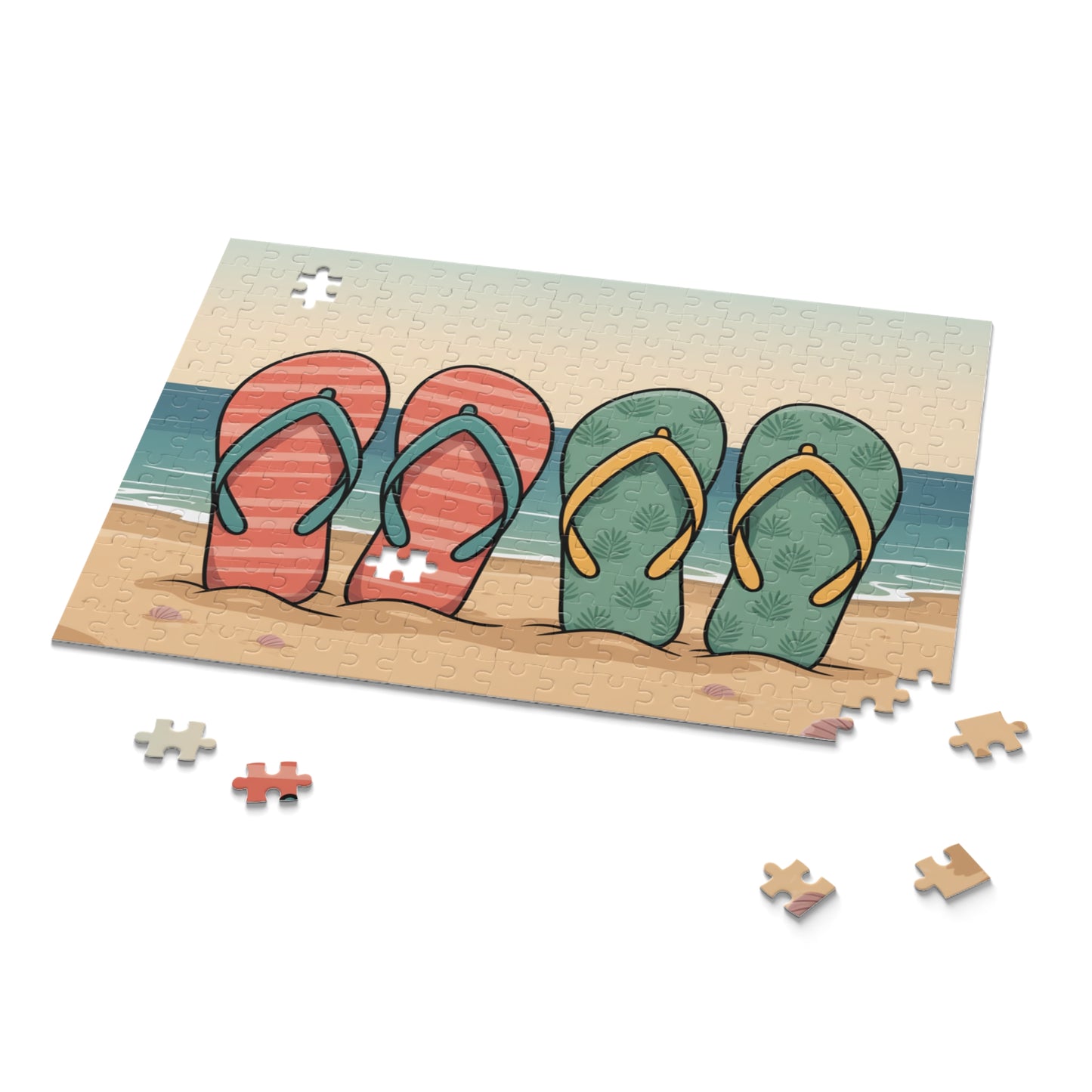 Beach Flip-Flop Puzzle — Summer Seaside Jigsaw (120/252/500 Pieces)