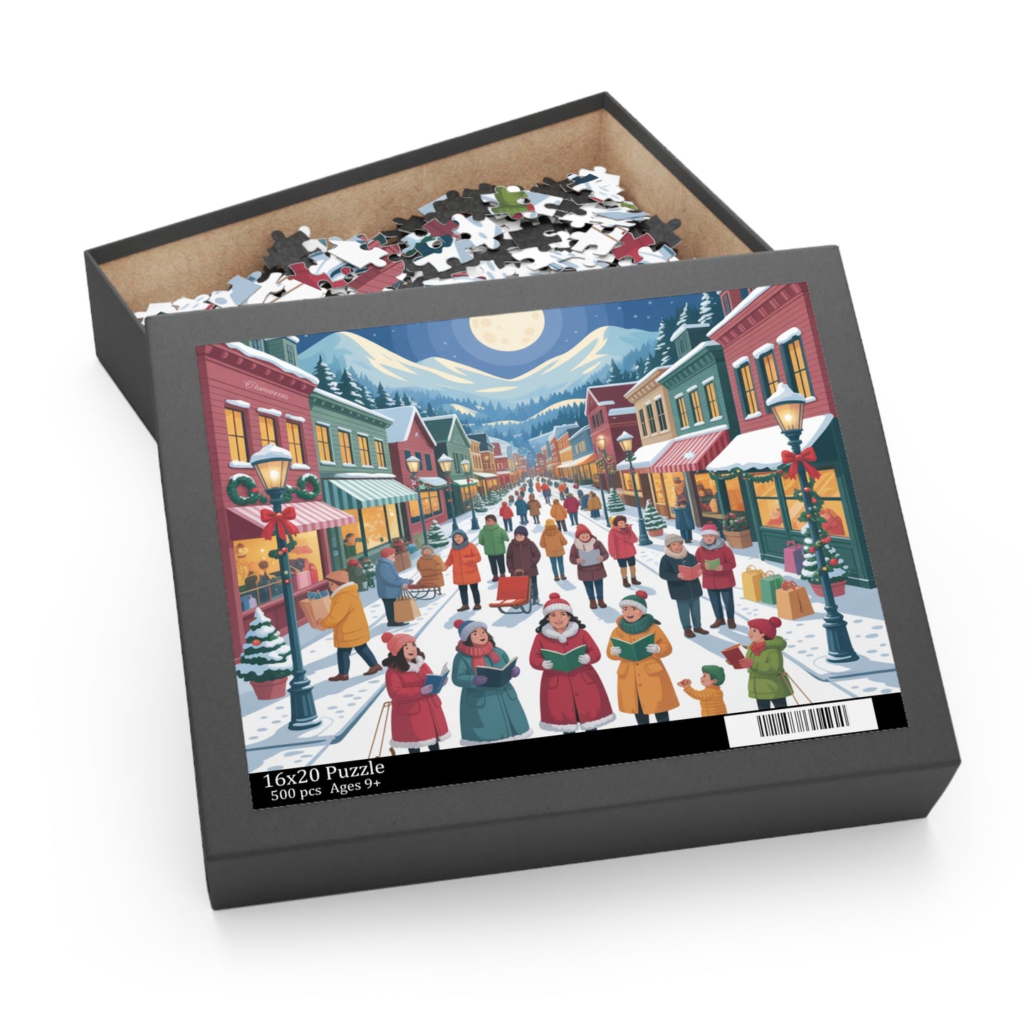 Winter Village Christmas Carolers Puzzle — Festive 120/252/500-Piece Jigsaw