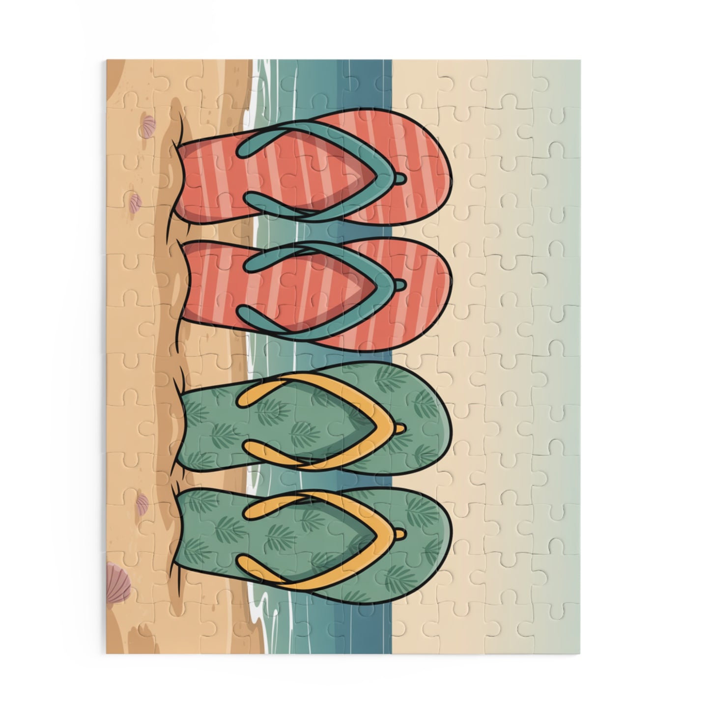 Beach Flip-Flop Puzzle — Summer Seaside Jigsaw (120/252/500 Pieces)