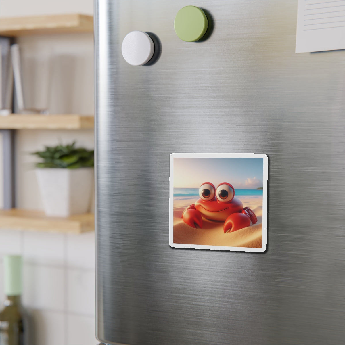 Cute Crab Die-Cut Magnet — Beachy Cartoon Fridge Decor