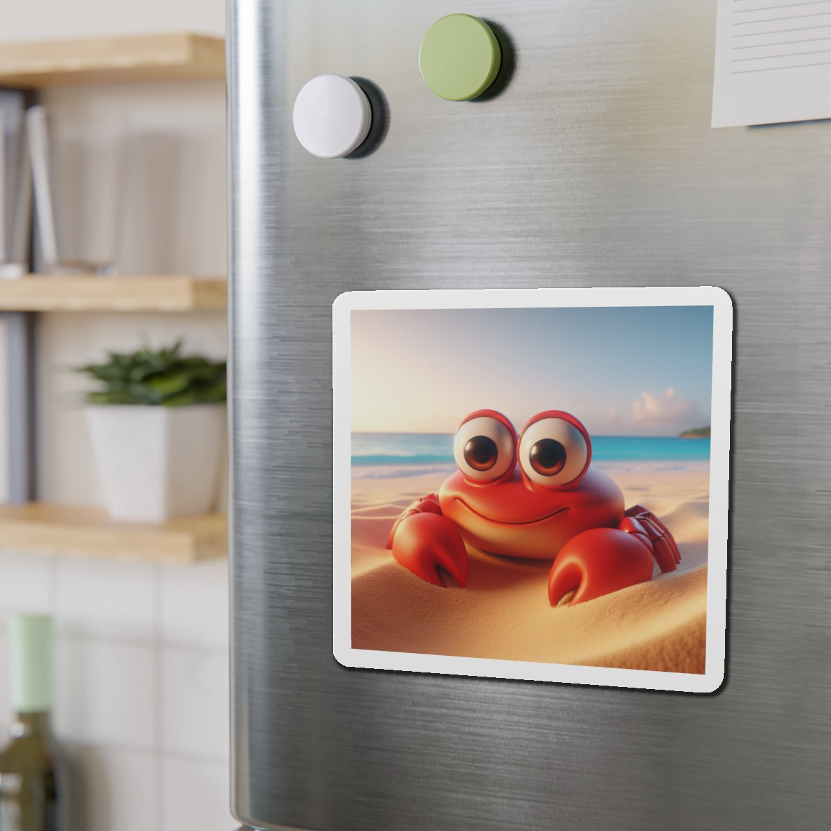 Cute Crab Die-Cut Magnet — Beachy Cartoon Fridge Decor