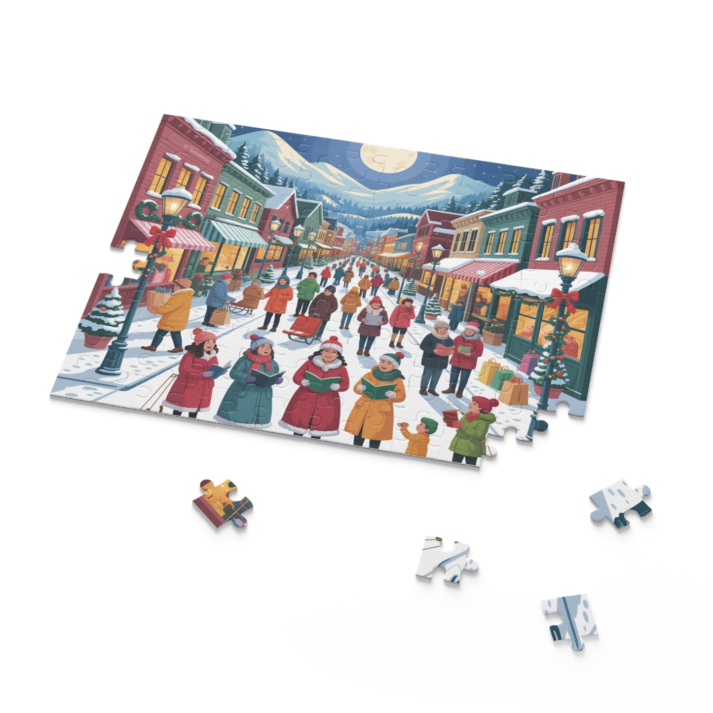 Winter Village Christmas Carolers Puzzle — Festive 120/252/500-Piece Jigsaw