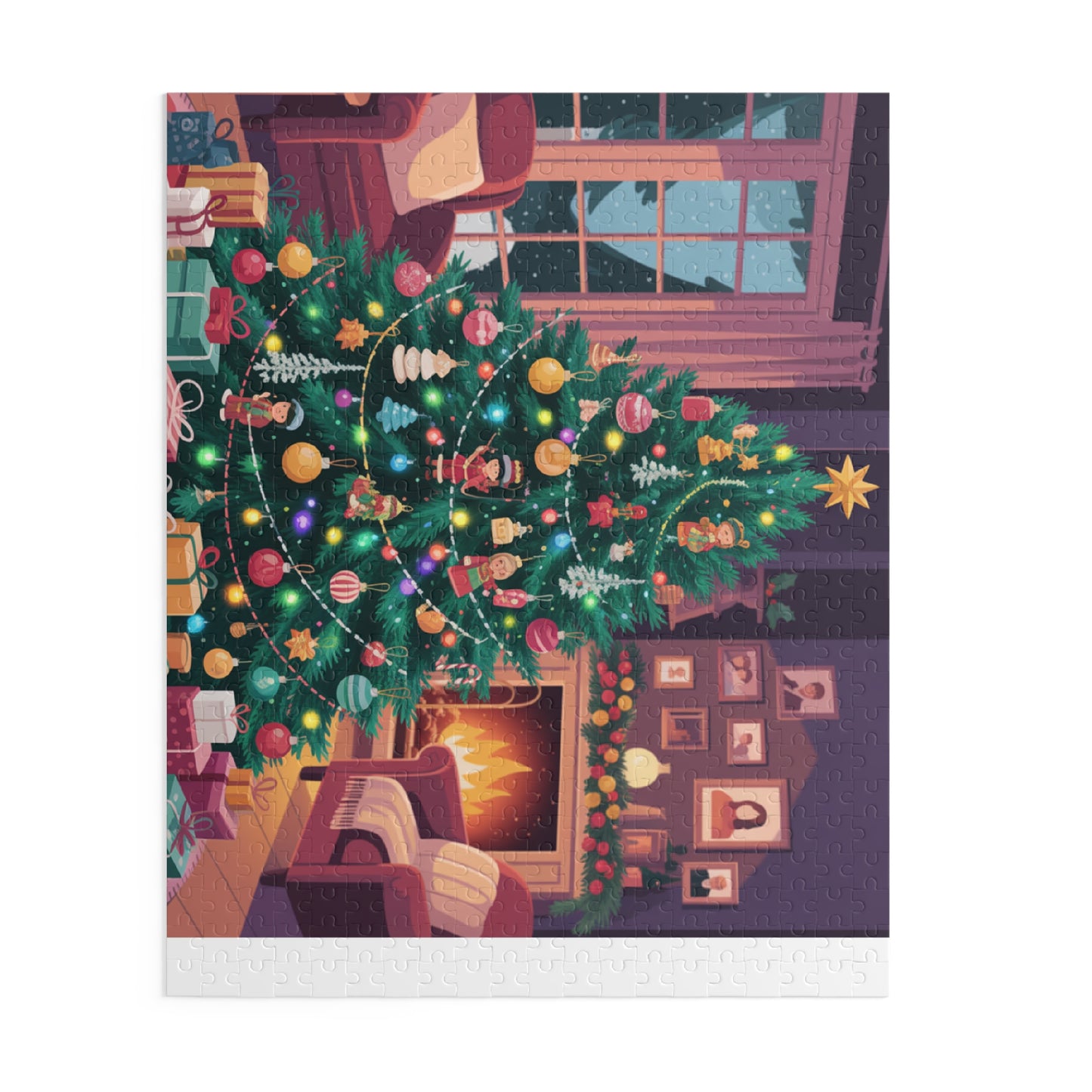 Christmas Tree Puzzle — Cozy Holiday Living Room Jigsaw (120/252/500 pcs)
