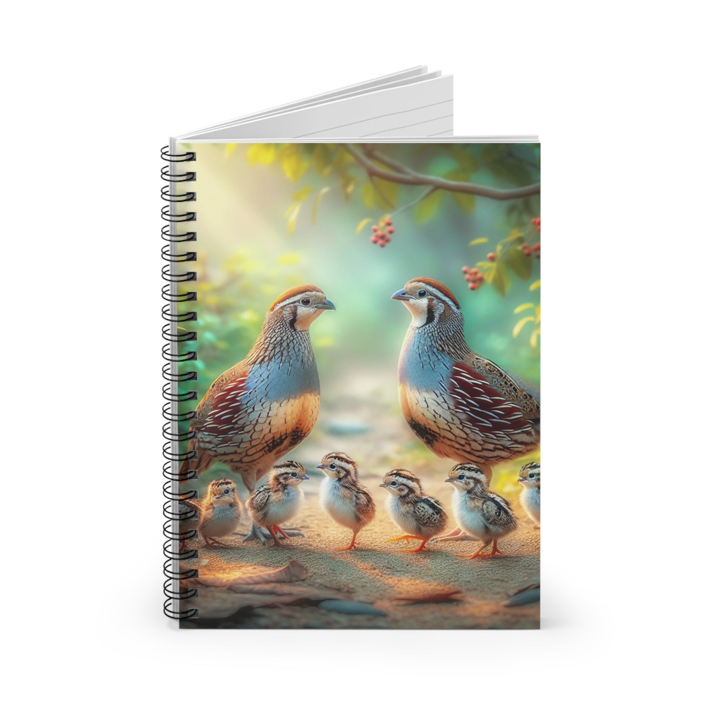Quail Family Spiral Notebook - Ruled Line