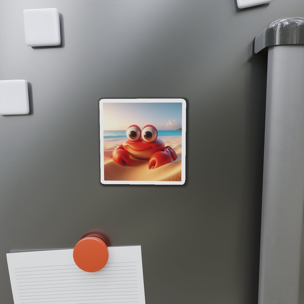 Cute Crab Die-Cut Magnet — Beachy Cartoon Fridge Decor