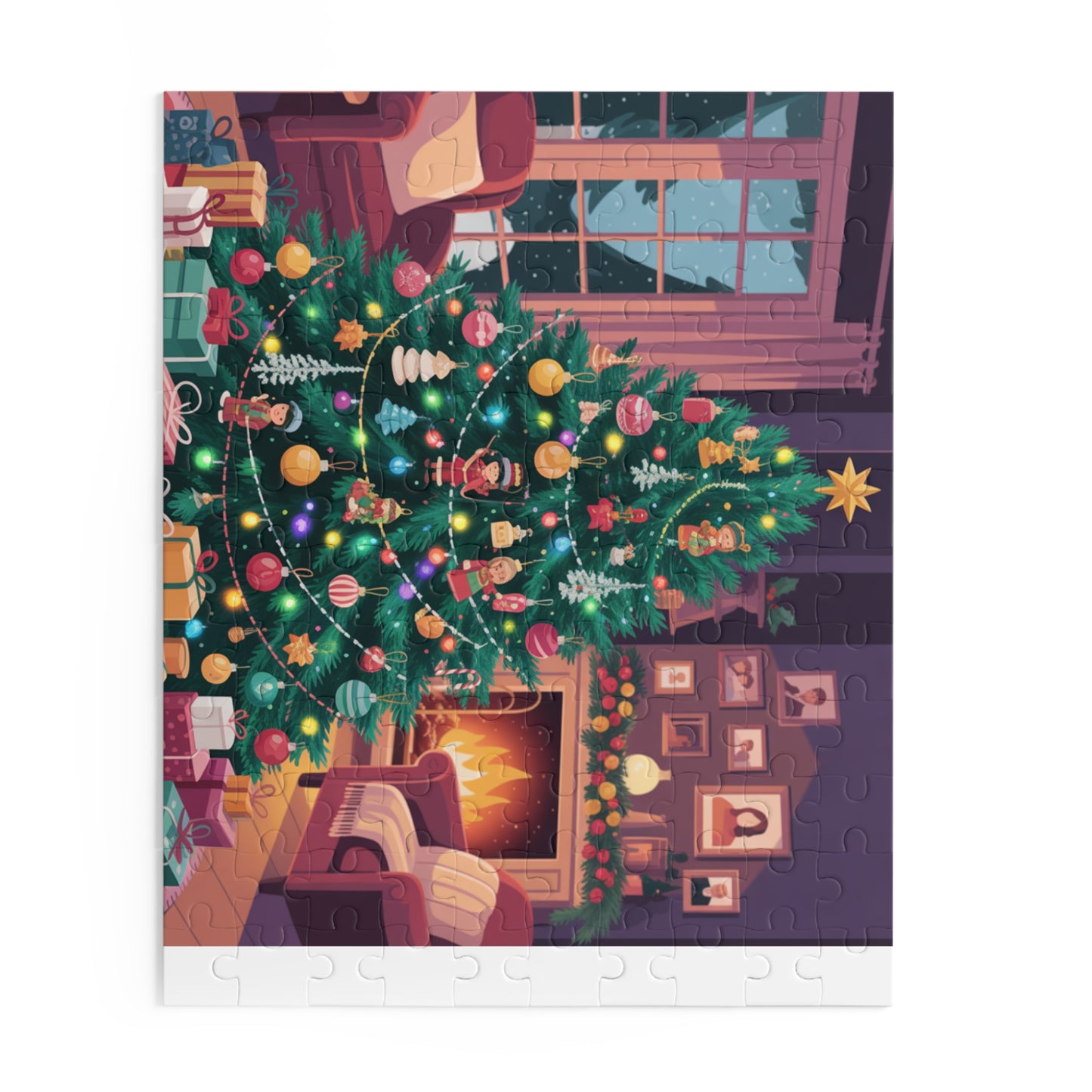Christmas Tree Puzzle — Cozy Holiday Living Room Jigsaw (120/252/500 pcs)