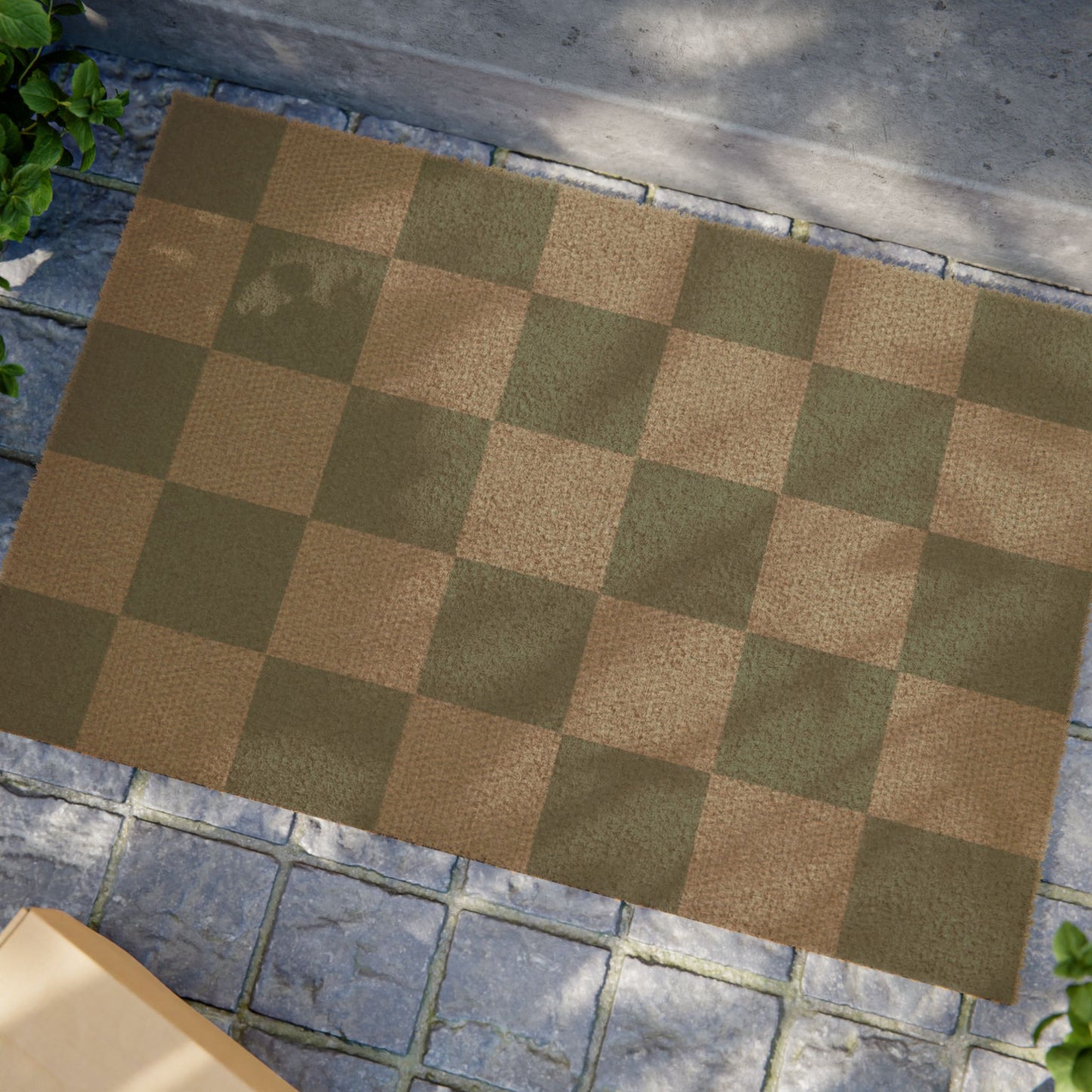 Green Checkered Doormat