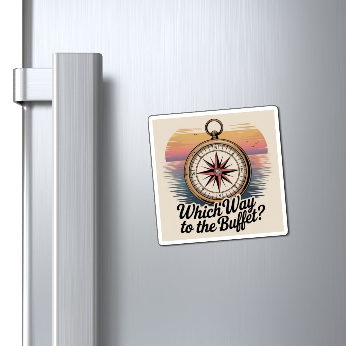 Which Way to the Buffet? Compass Magnet – Funny Nautical Kitchen Decor