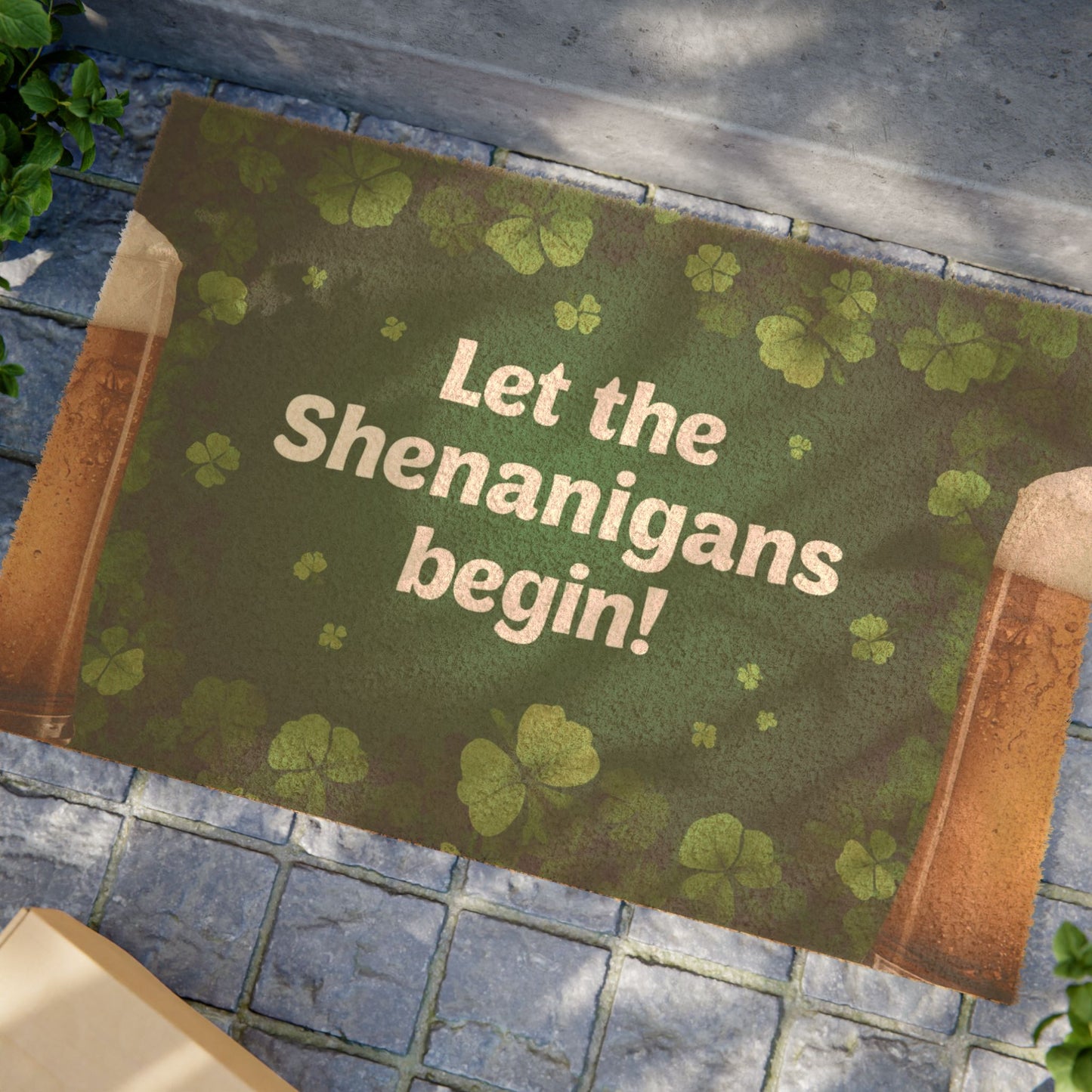 St. Patrick’s Doormat – “Let the Shenanigans Begin!”