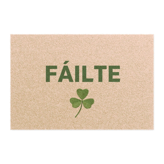 Fáilte Doormat — Irish Welcome Coir Mat with Shamrock