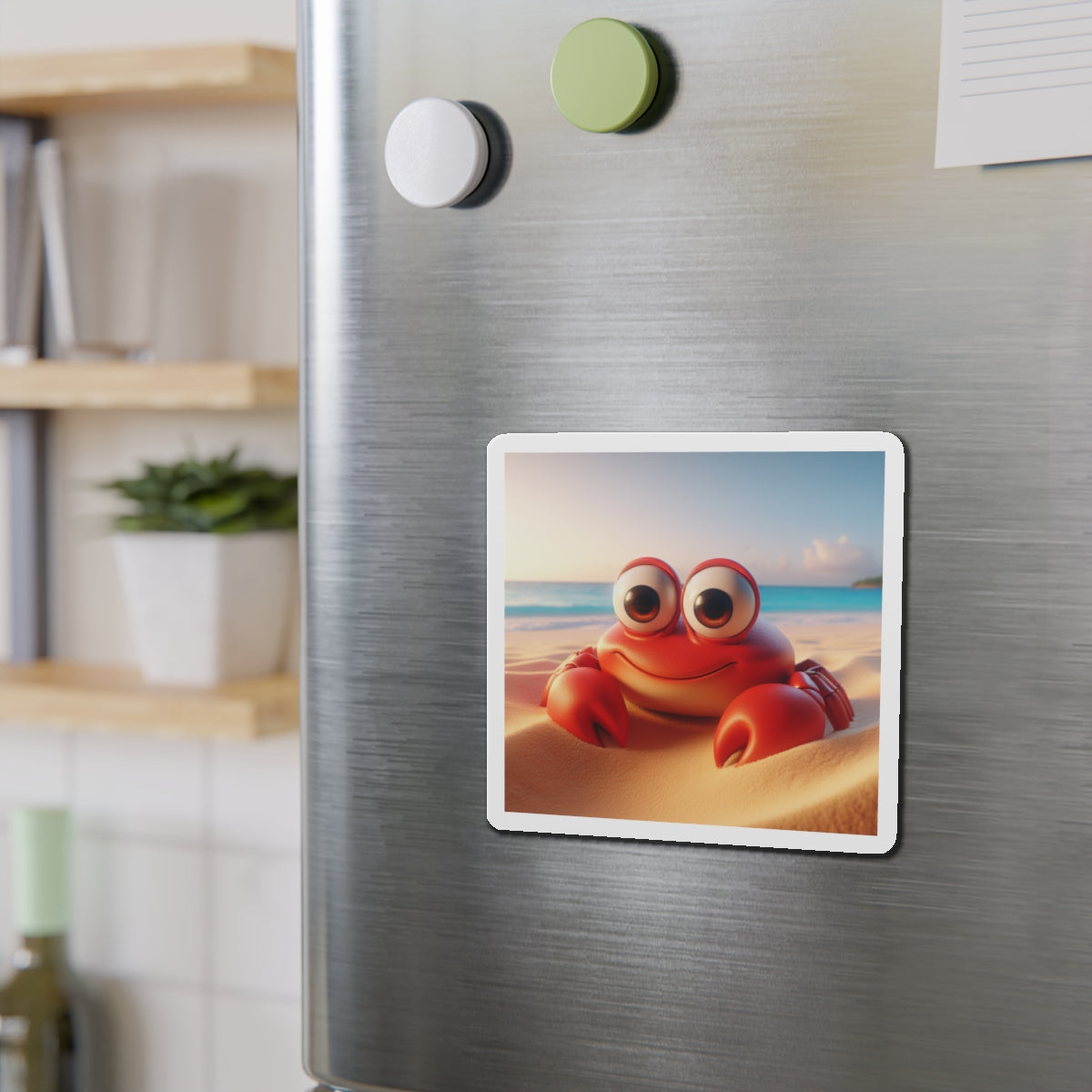 Cute Crab Die-Cut Magnet — Beachy Cartoon Fridge Decor